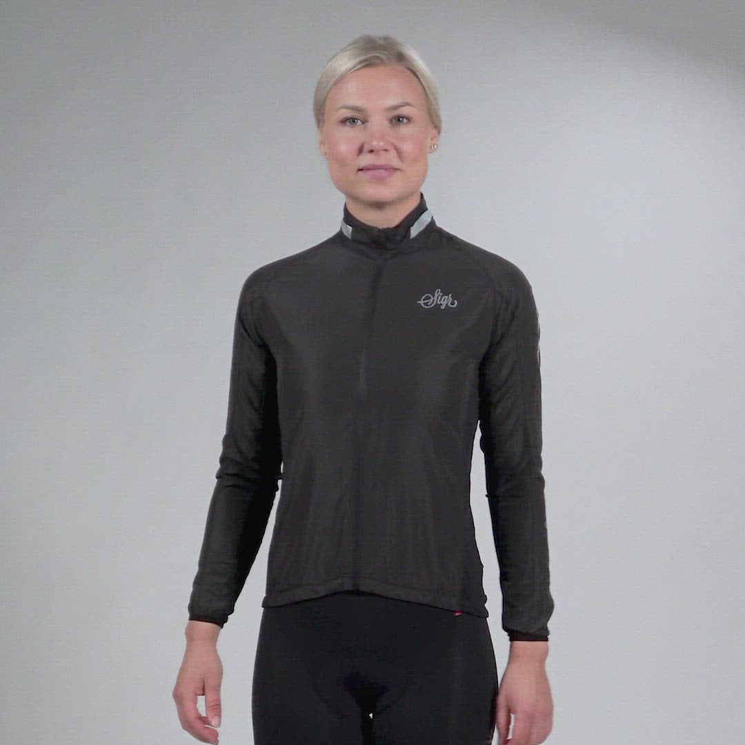Treriksröset Black Women's Cycling Wind/Pack Jacket