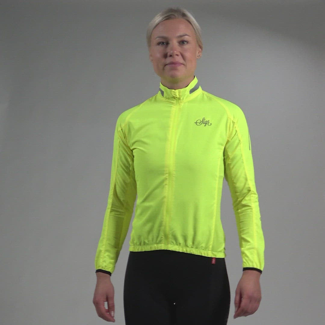 Treriksröset Yellow Women's Cycling Wind/Pack Jacket