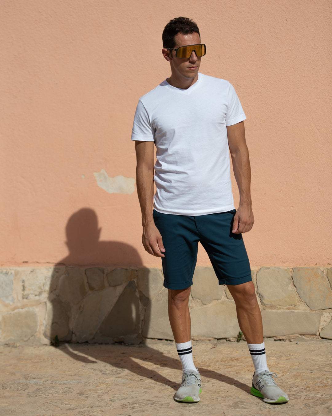 Sigr Strandvägen - Cycling Chino Shorts in Petrol Blue for Men