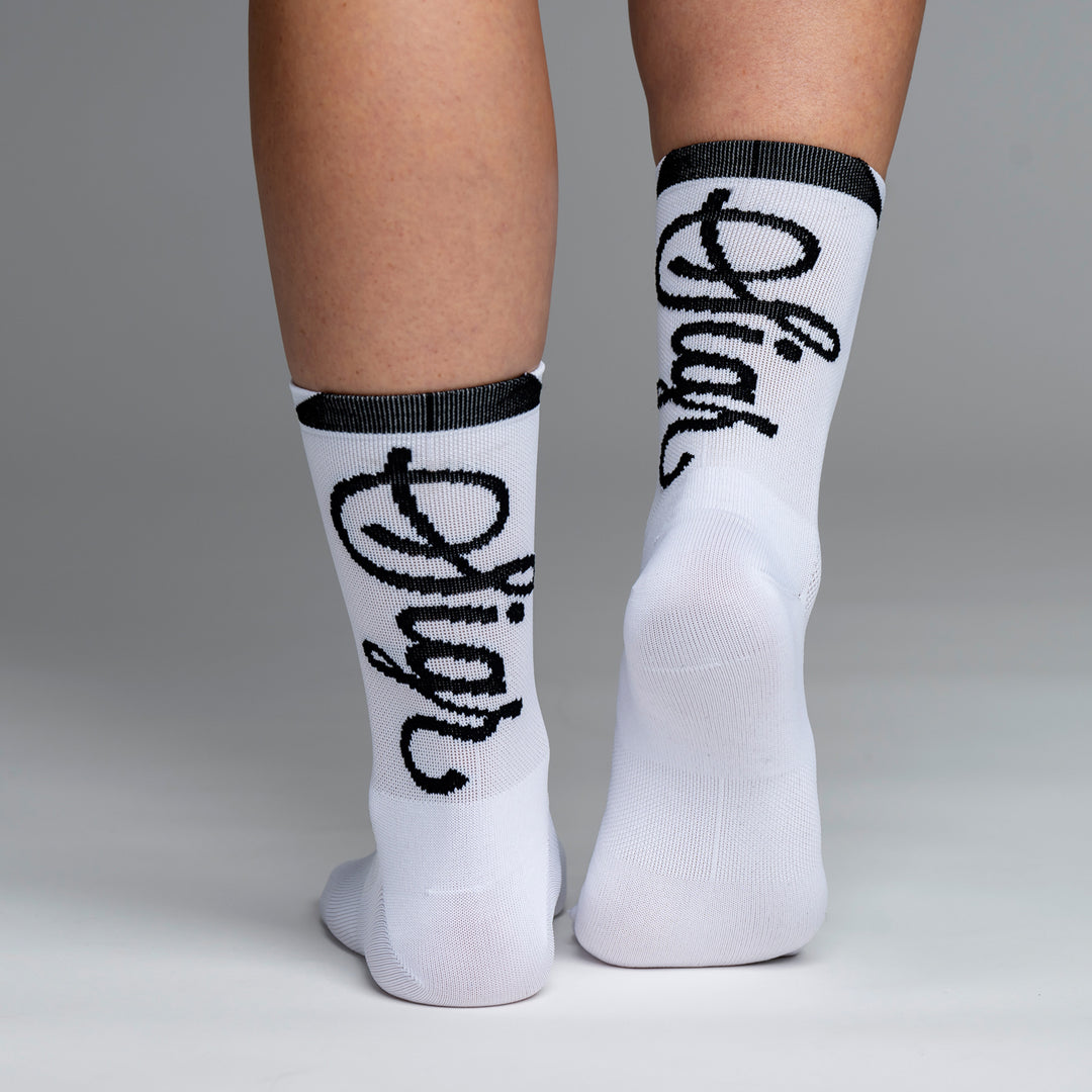 Snok - Larger Logo White Cycling Socks for Women - One Pair