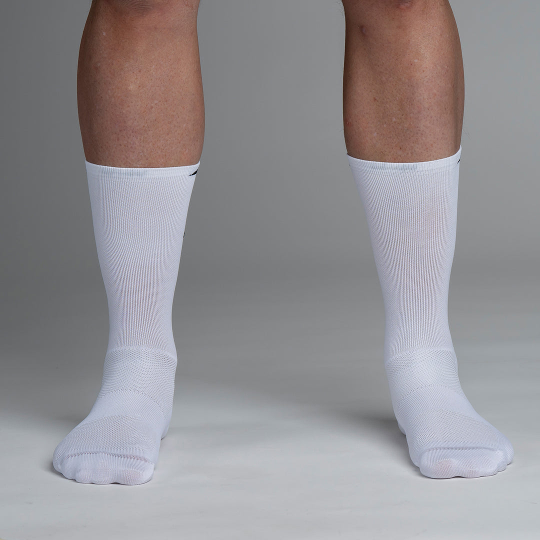 Snok - Larger Logo White Cycling Socks for Men - One Pair
