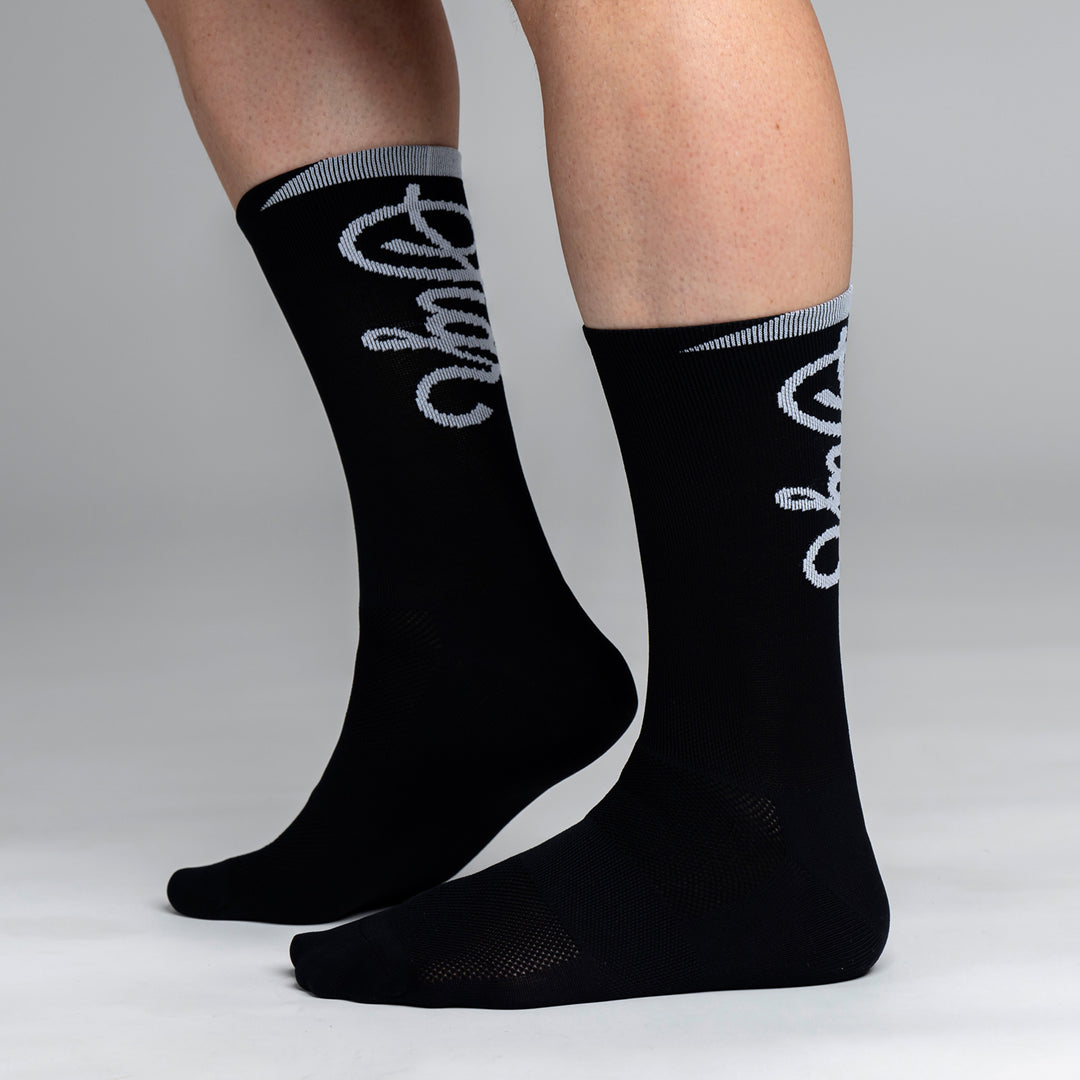 Snok - Larger Logo Black Cycling Socks for Men - One Pair