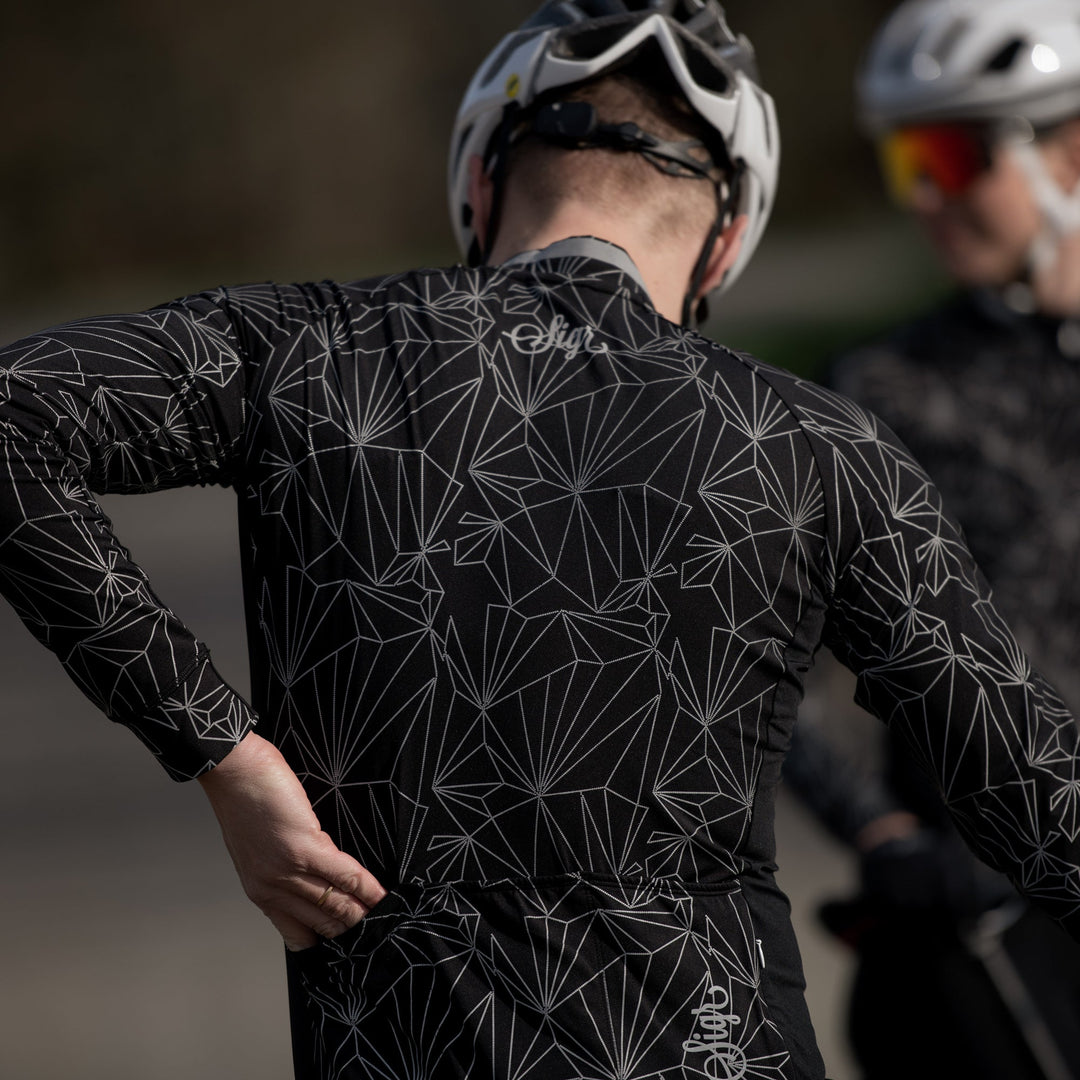 Black Iris Norrsken Men's Long Sleeved Reflective Cycling Jersey by Sigr Cycling Clothing