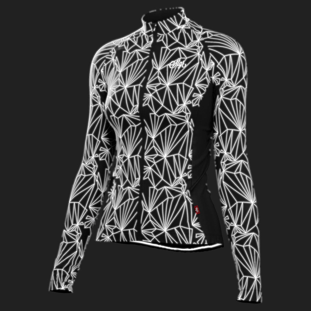 Black Iris Norrsken Women's Long Sleeved Reflective Cycling Jersey by Sigr Cycling Clothing