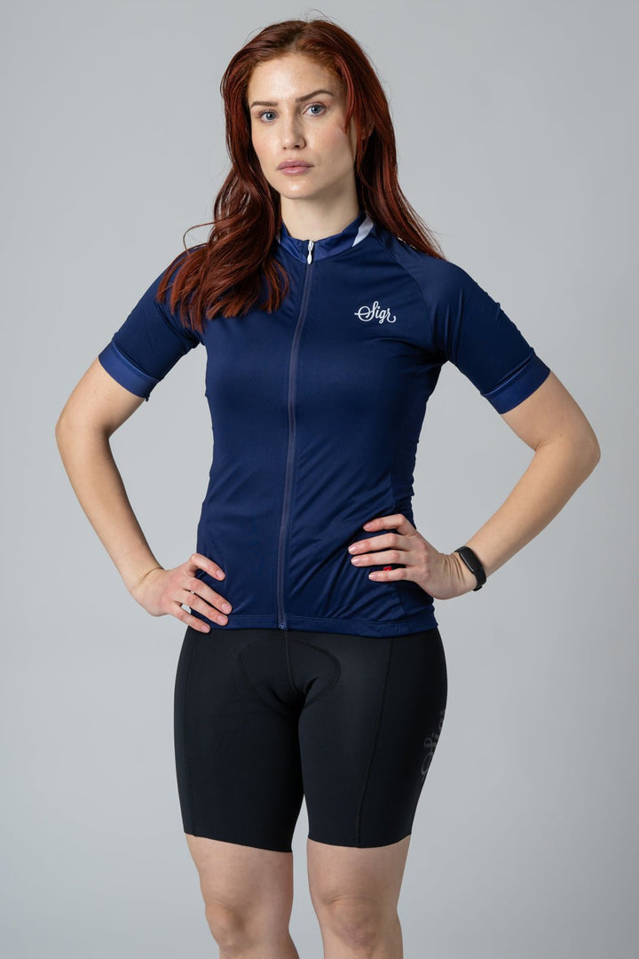 Blåklocka Women's Dark Blue Cycling Jersey by Sigr Cycling Clothing