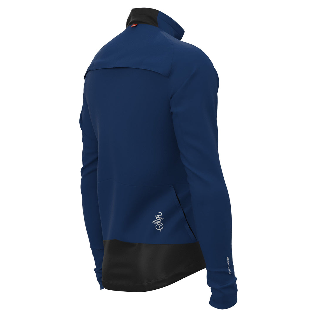 Gotlandsleden Tour Men's Blue Merino Softshell Cycling Jacket by Sigr Cycling Clothing