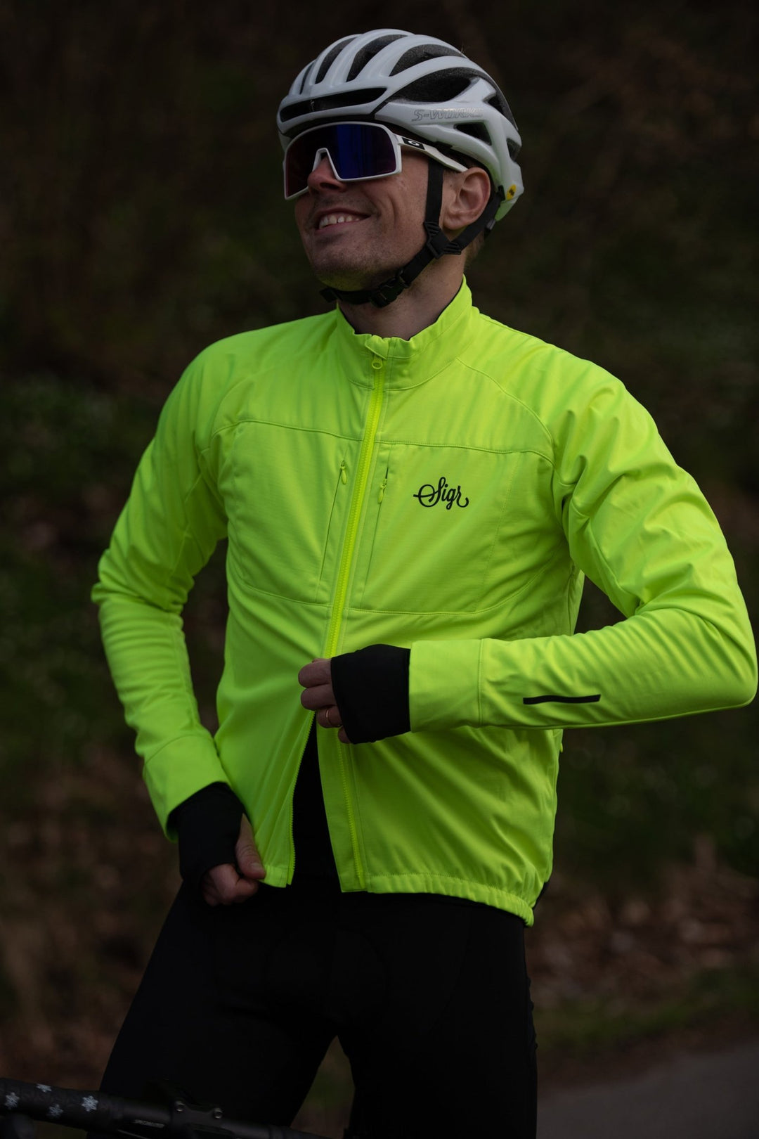 Gotlandsleden Tour Men's Hi - viz Yellow Merino Softshell Cycling Jacket by Sigr Cycling Clothing