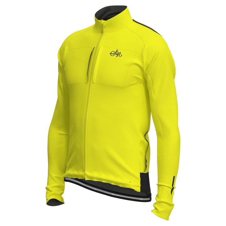 Gotlandsleden Tour Men's Hi - viz Yellow Merino Softshell Cycling Jacket by Sigr Cycling Clothing