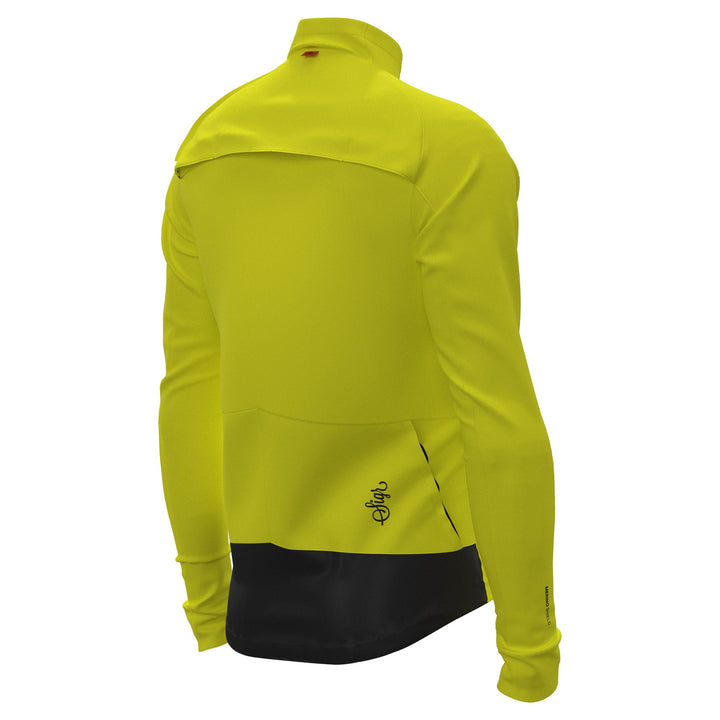 Gotlandsleden Tour Men's Hi - viz Yellow Merino Softshell Cycling Jacket by Sigr Cycling Clothing