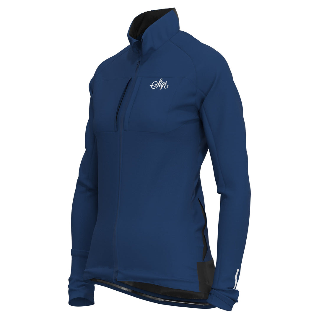 Gotlandsleden Tour Women's Blue Merino Softshell Cycling Jacket by Sigr Cycling Clothing