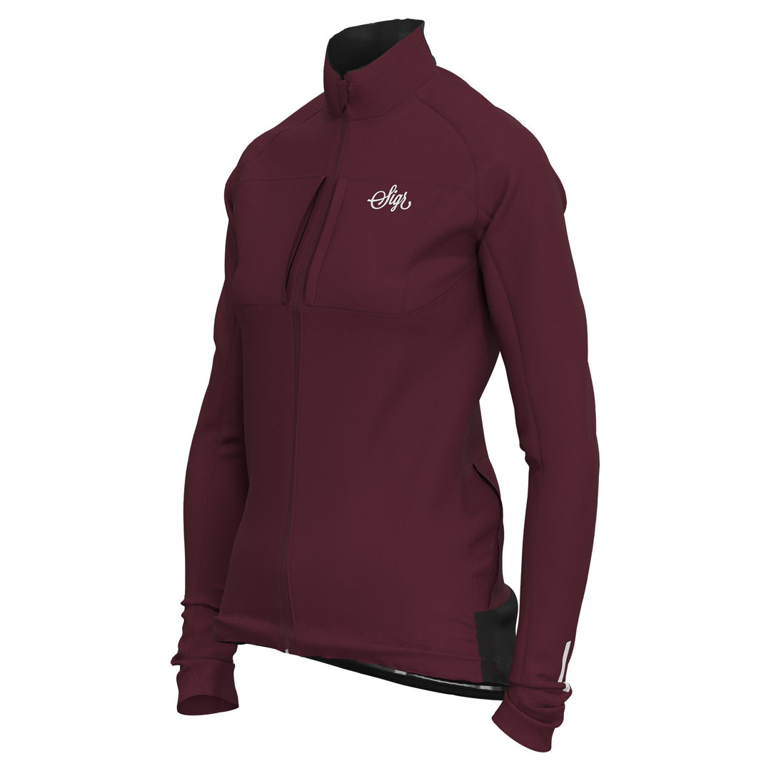 Gotlandsleden Tour Women's Deep Red Merino Softshell Jacket by Sigr Cycling Clothing