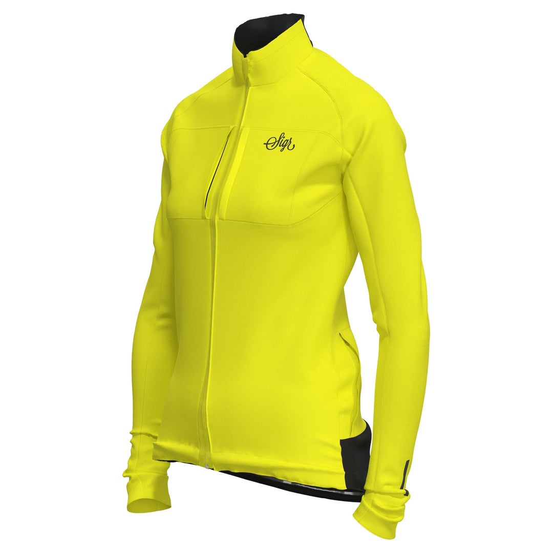 Gotlandsleden Tour Women's Hi - viz Yellow Merino Softshell Cycling Jacket by Sigr Cycling Clothing