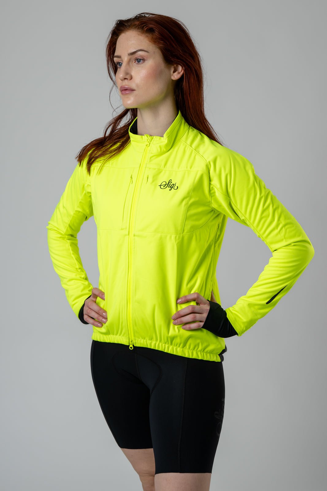 Gotlandsleden Tour Women's Hi - viz Yellow Merino Softshell Cycling Jacket by Sigr Cycling Clothing