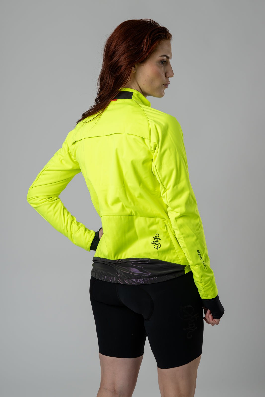 Gotlandsleden Tour Women's Hi - viz Yellow Merino Softshell Cycling Jacket by Sigr Cycling Clothing