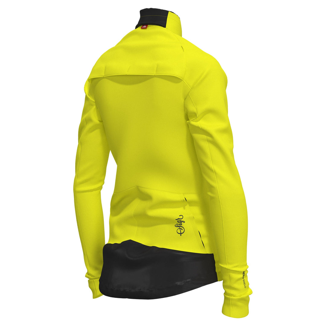 Gotlandsleden Tour Women's Hi - viz Yellow Merino Softshell Cycling Jacket by Sigr Cycling Clothing