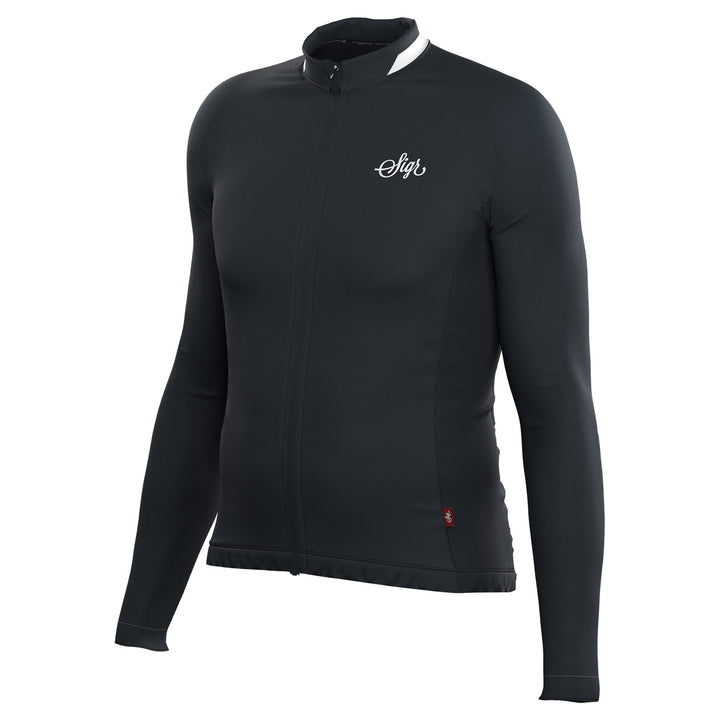 Krokus Black Men's Warmer Long Sleeved Cycling Jersey by Sigr Cycling Clothing