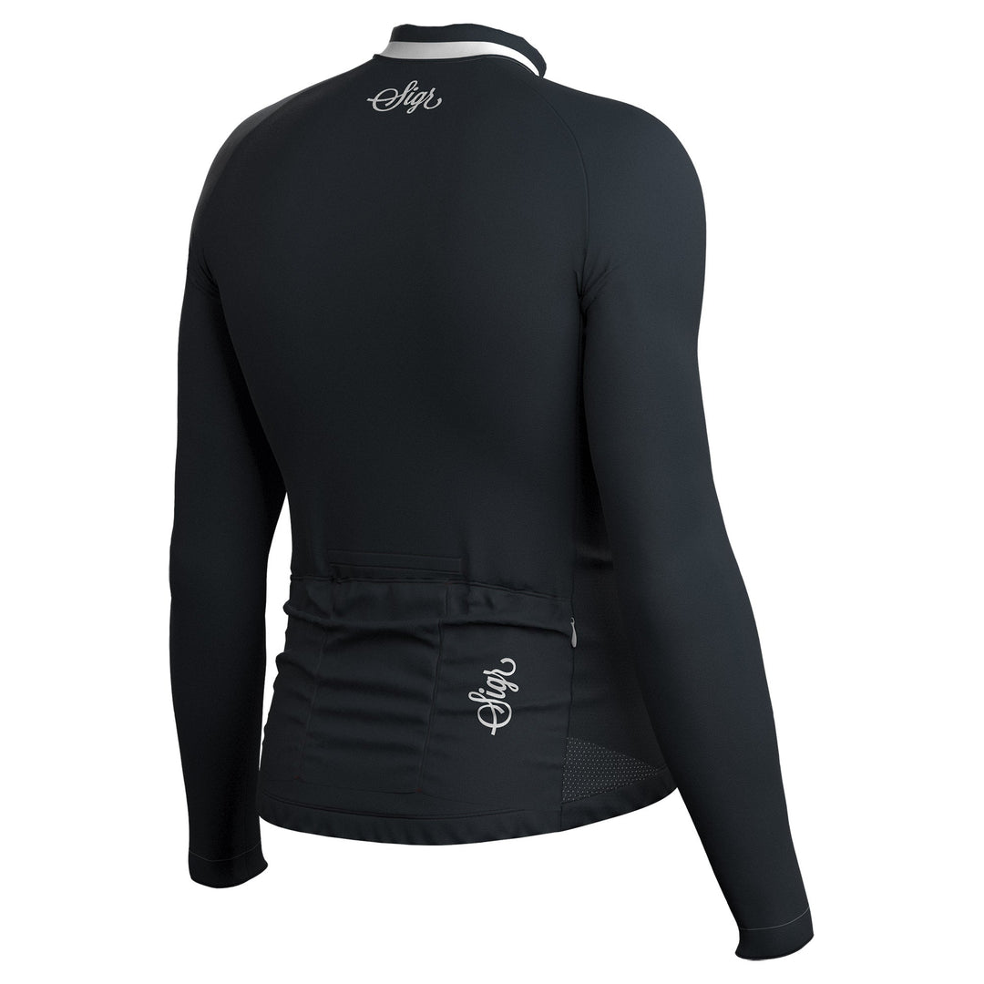 Krokus Black Men's Warmer Long Sleeved Cycling Jersey by Sigr Cycling Clothing