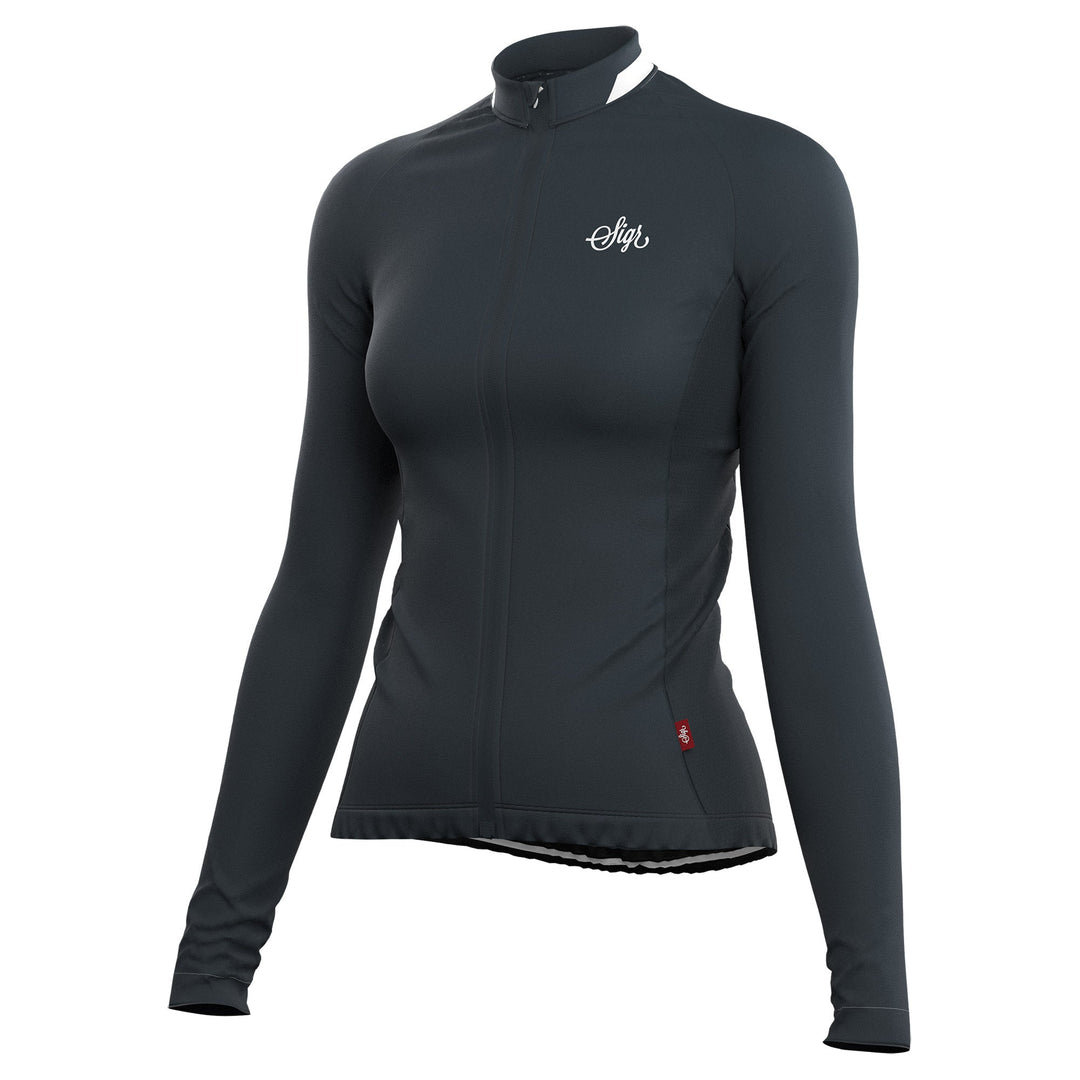 Krokus Black Women's Warmer Long Sleeved Cycling Jersey by Sigr Cycling Clothing