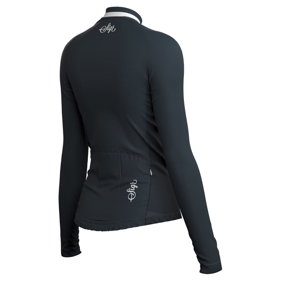 Krokus Black Women's Warmer Long Sleeved Cycling Jersey by Sigr Cycling Clothing