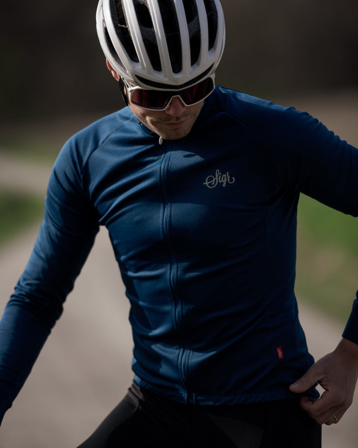 Krokus Blue Men's Warmer Long Sleeved Cycling Jersey by Sigr Cycling Clothing