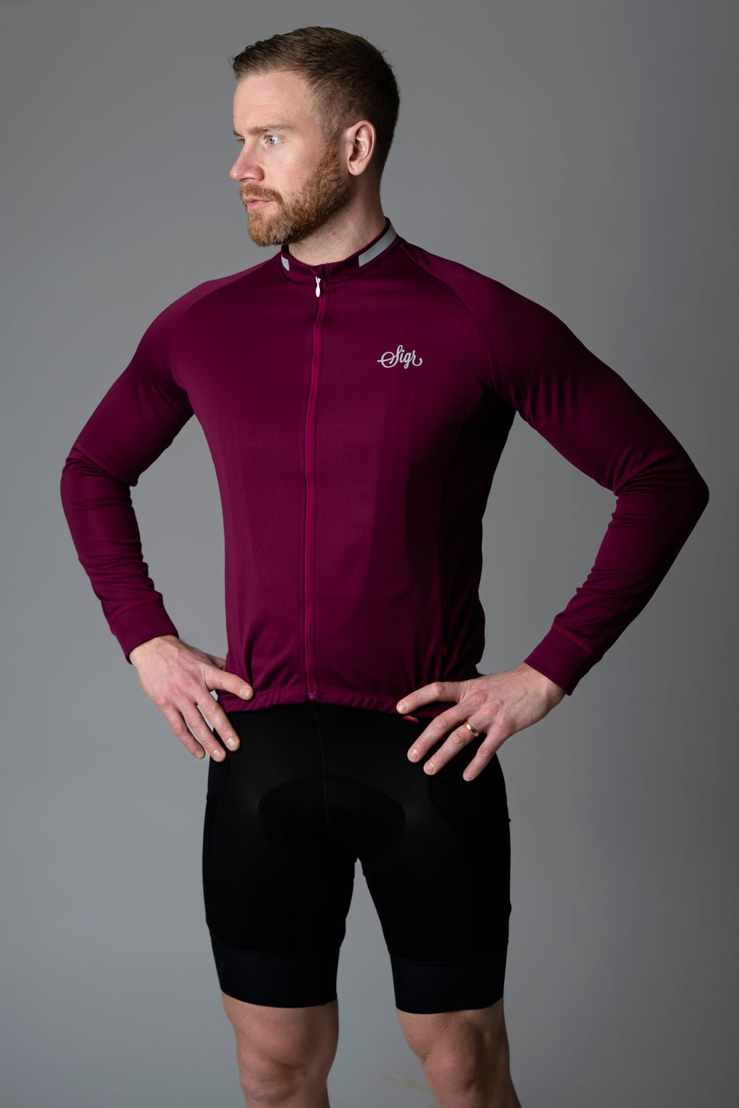 Krokus Deep Red Men's Warmer Long Sleeved Cycling Jersey by Sigr Cycling Clothing