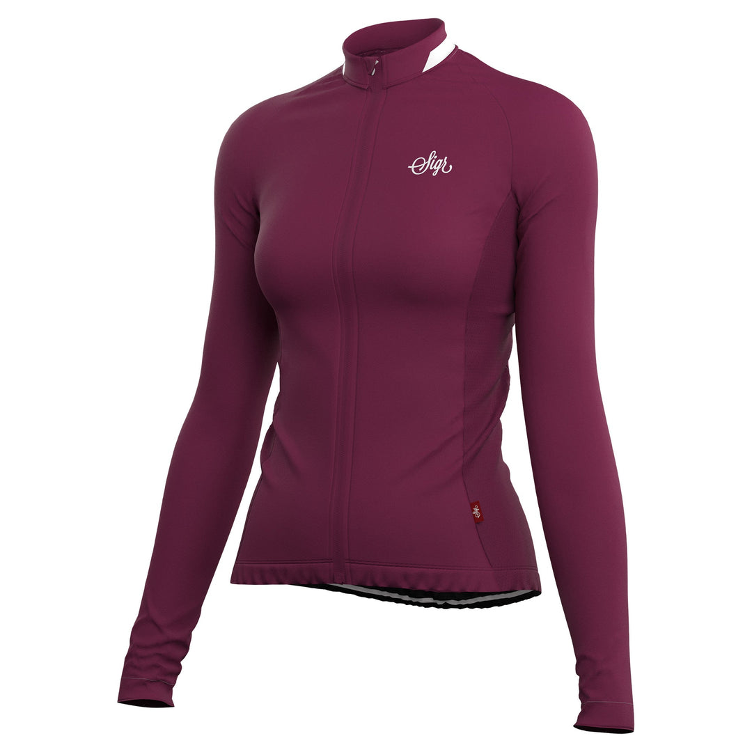 Krokus Deep Red Women's Warmer Long Sleeved Cycling Jersey by Sigr Cycling Clothing