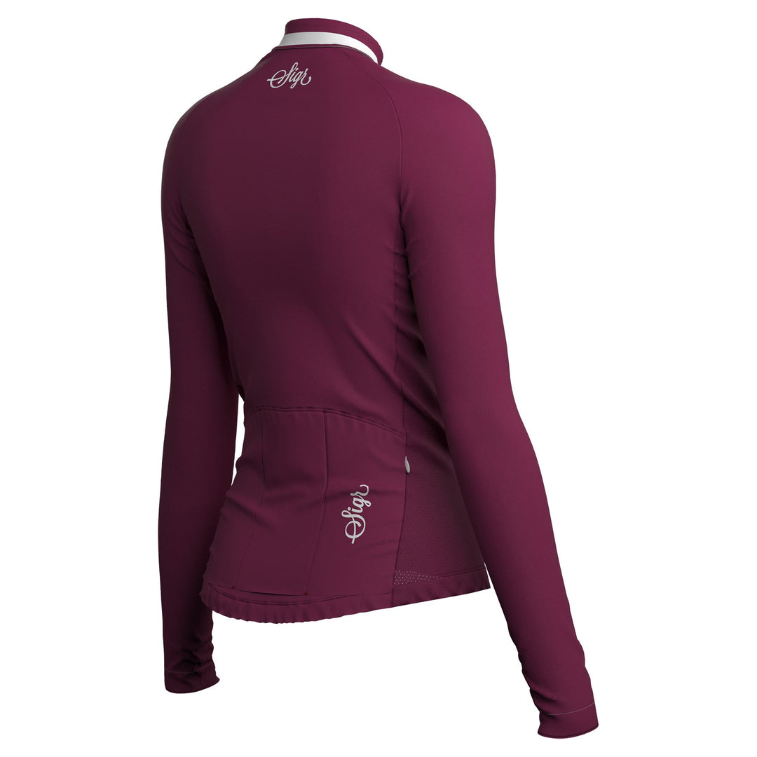 Krokus Deep Red Women's Warmer Long Sleeved Cycling Jersey by Sigr Cycling Clothing