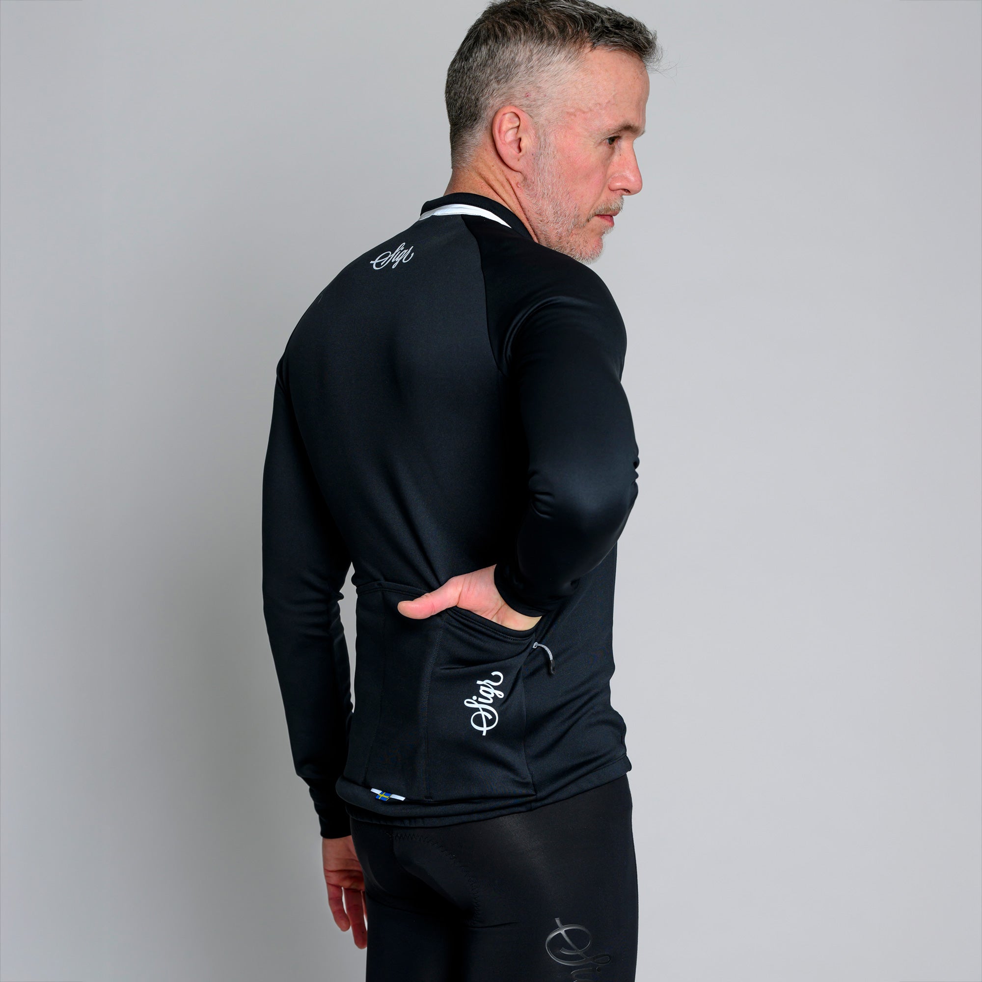 Ljung Black Men's Warmer Long Sleeved Cycling Jersey | Sigr