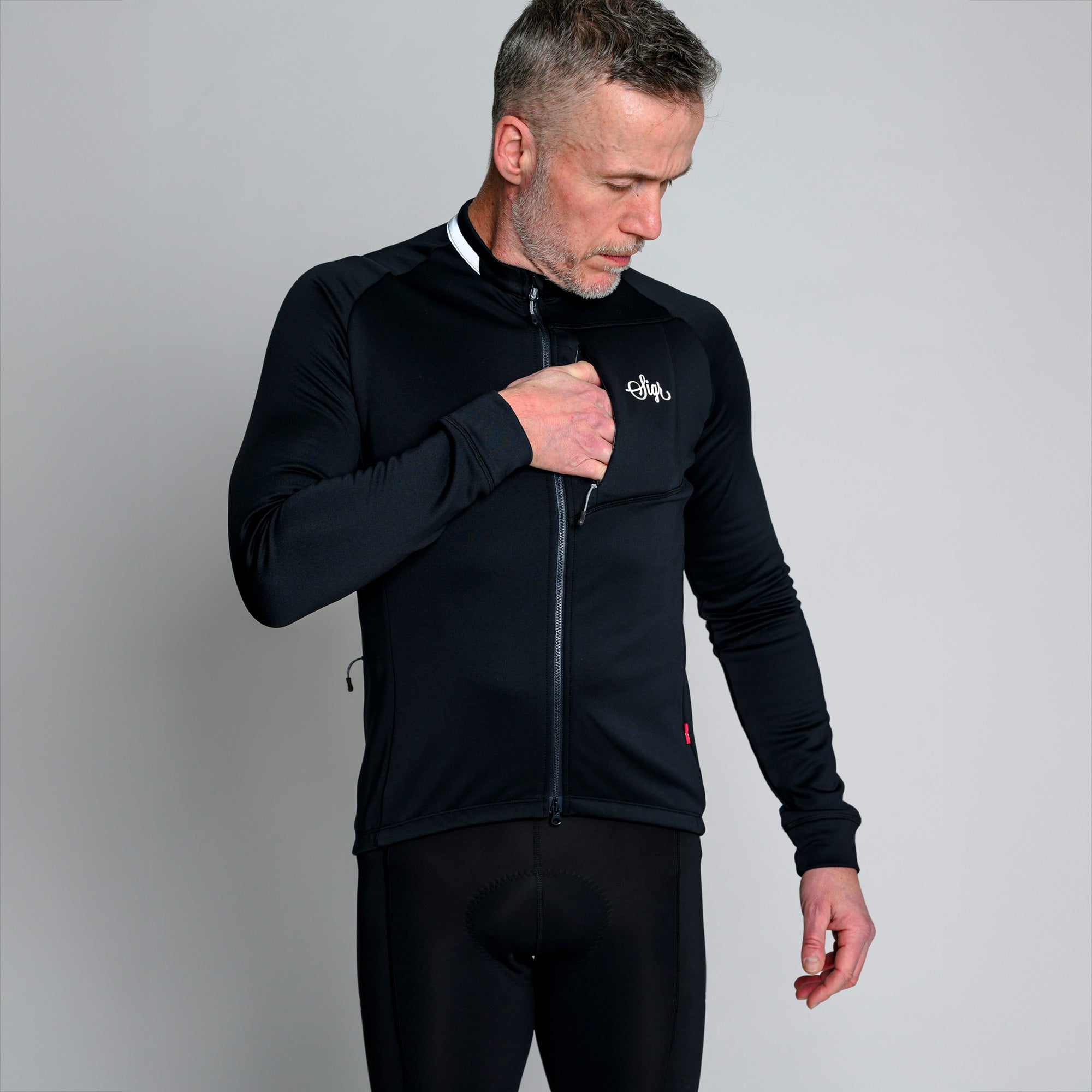 Ljung Black Men's Warmer Long Sleeved Cycling Jersey | Sigr