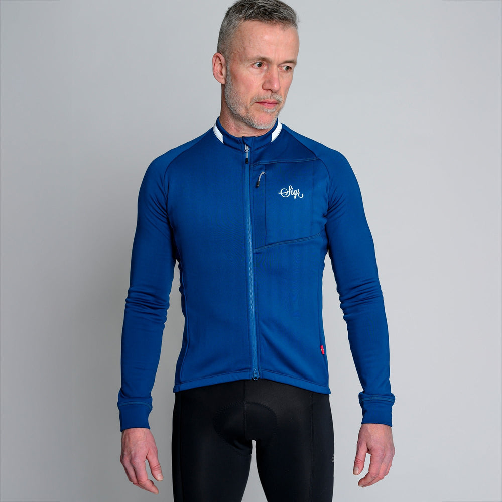 Ljung Blue Men's Warmer Long Sleeved Cycling Jersey by Sigr Cycling Clothing