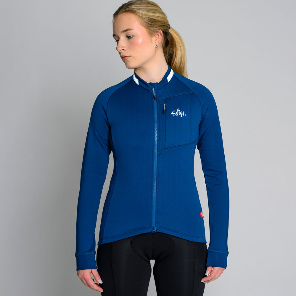 Ljung Blue Women's Warmer Long Sleeved Cycling Jersey by Sigr Cycling Clothing