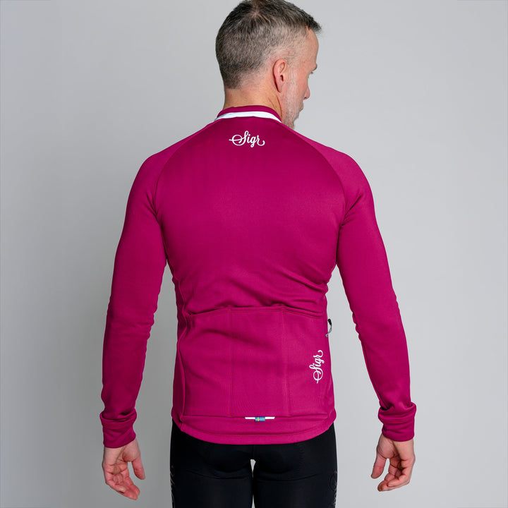 Ljung Deep Red Men's Warmer Long Sleeved Cycling Jersey by Sigr Cycling Clothing