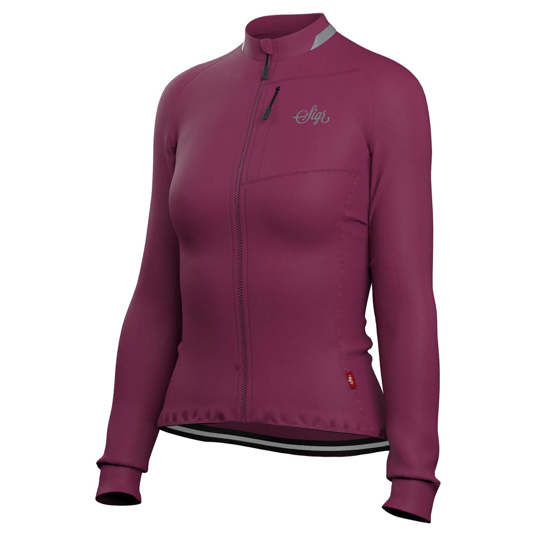 Ljung Deep Red Women's Warmer Long Sleeved Cycling Jersey by Sigr Cycling Clothing