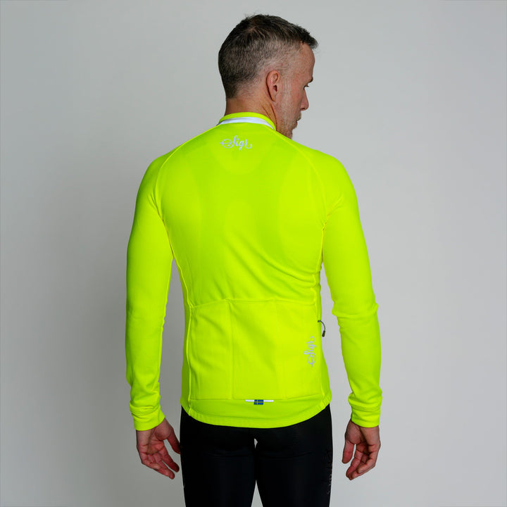 Ljung Hi - viz Yellow Men's Warmer Long Sleeved Cycling Jersey by Sigr Cycling Clothing