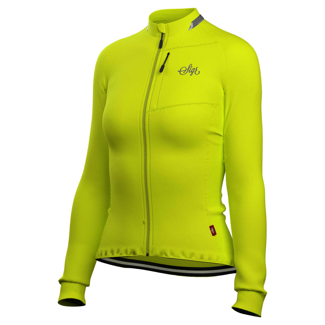 Ljung Hi - viz Yellow Women's Warmer Long Sleeved Cycling Jersey by Sigr Cycling Clothing