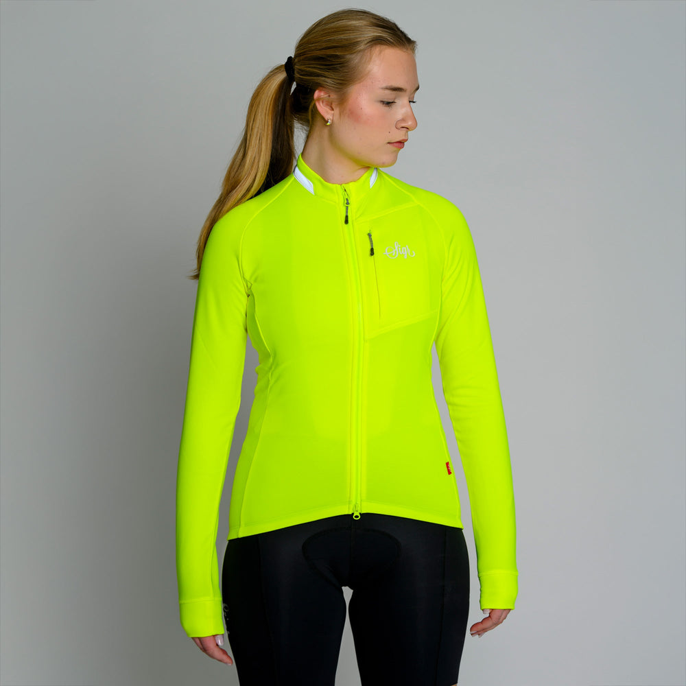 Ljung Hi - viz Yellow Women's Warmer Long Sleeved Cycling Jersey by Sigr Cycling Clothing