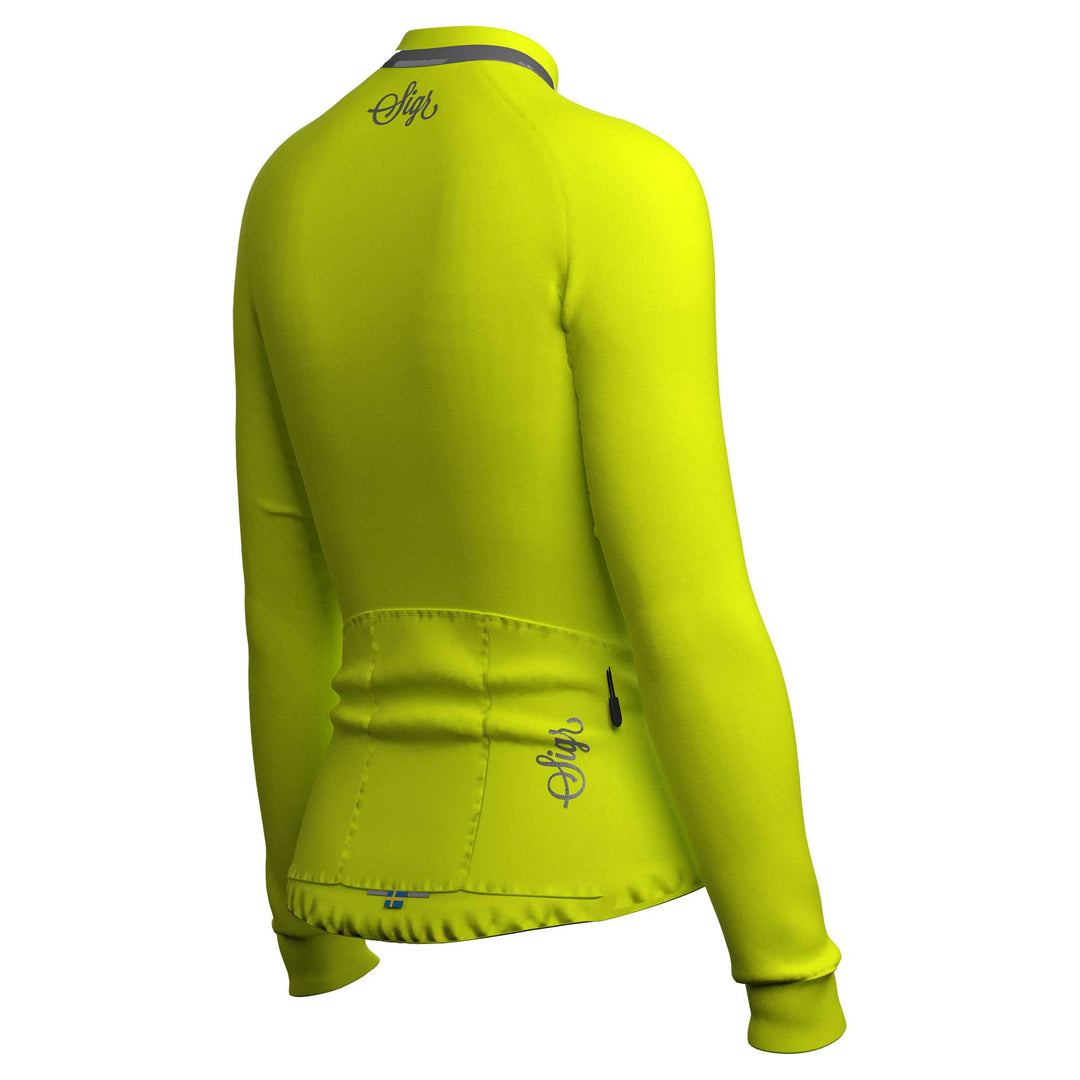 Ljung Hi - viz Yellow Women's Warmer Long Sleeved Cycling Jersey by Sigr Cycling Clothing