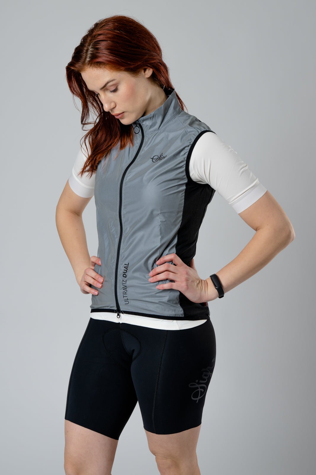 Norrsken Silver Women's Reflective Cycling Gilet by Sigr Cycling Clothing