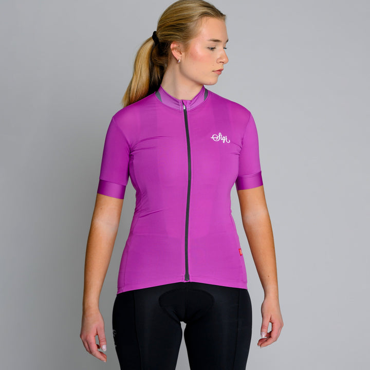 Orkidé Women's Pink Purple Cycling Jersey by Sigr Cycling Clothing