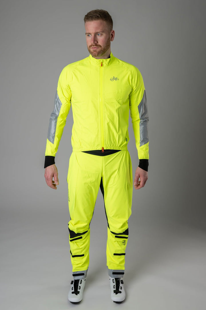 Östkusten Hi viz Unisex Waterproof Road Cycling Rain Trousers with Biomotion Visibility by Sigr Cycling Clothing