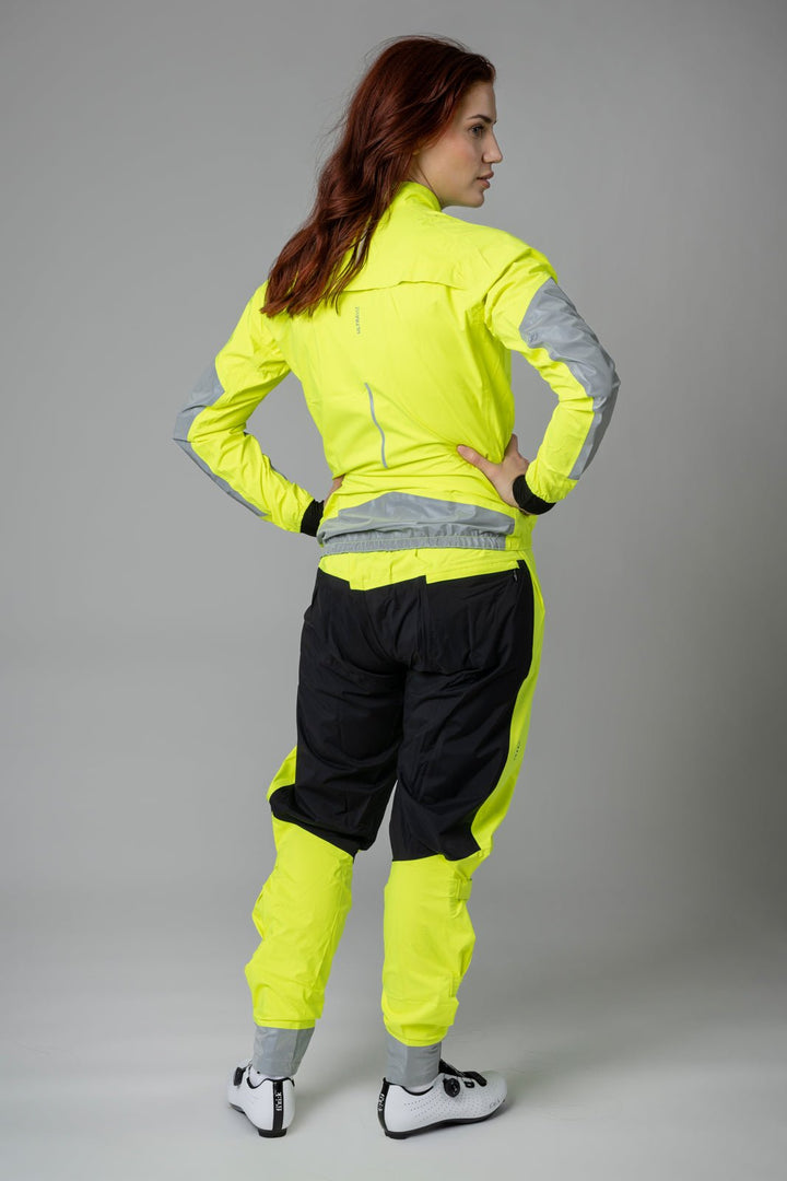 Östkusten Hi viz Unisex Waterproof Road Cycling Rain Trousers with Biomotion Visibility by Sigr Cycling Clothing