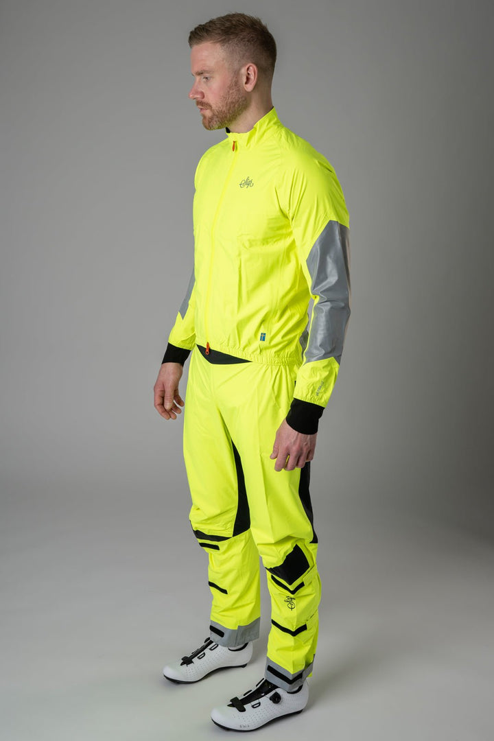 Östkusten Hi viz Unisex Waterproof Road Cycling Rain Trousers with Biomotion Visibility by Sigr Cycling Clothing