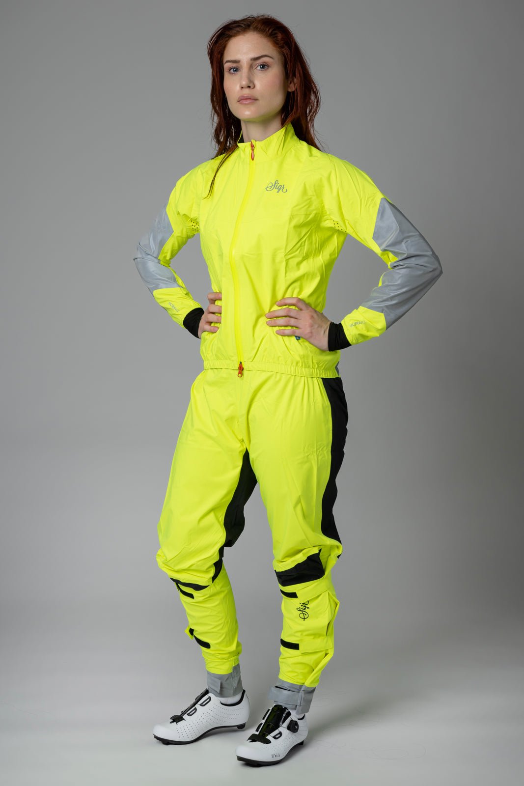 ÖSTKUSTEN Women's Hi-Viz Yellow Cycling Rain Jacket Sigr