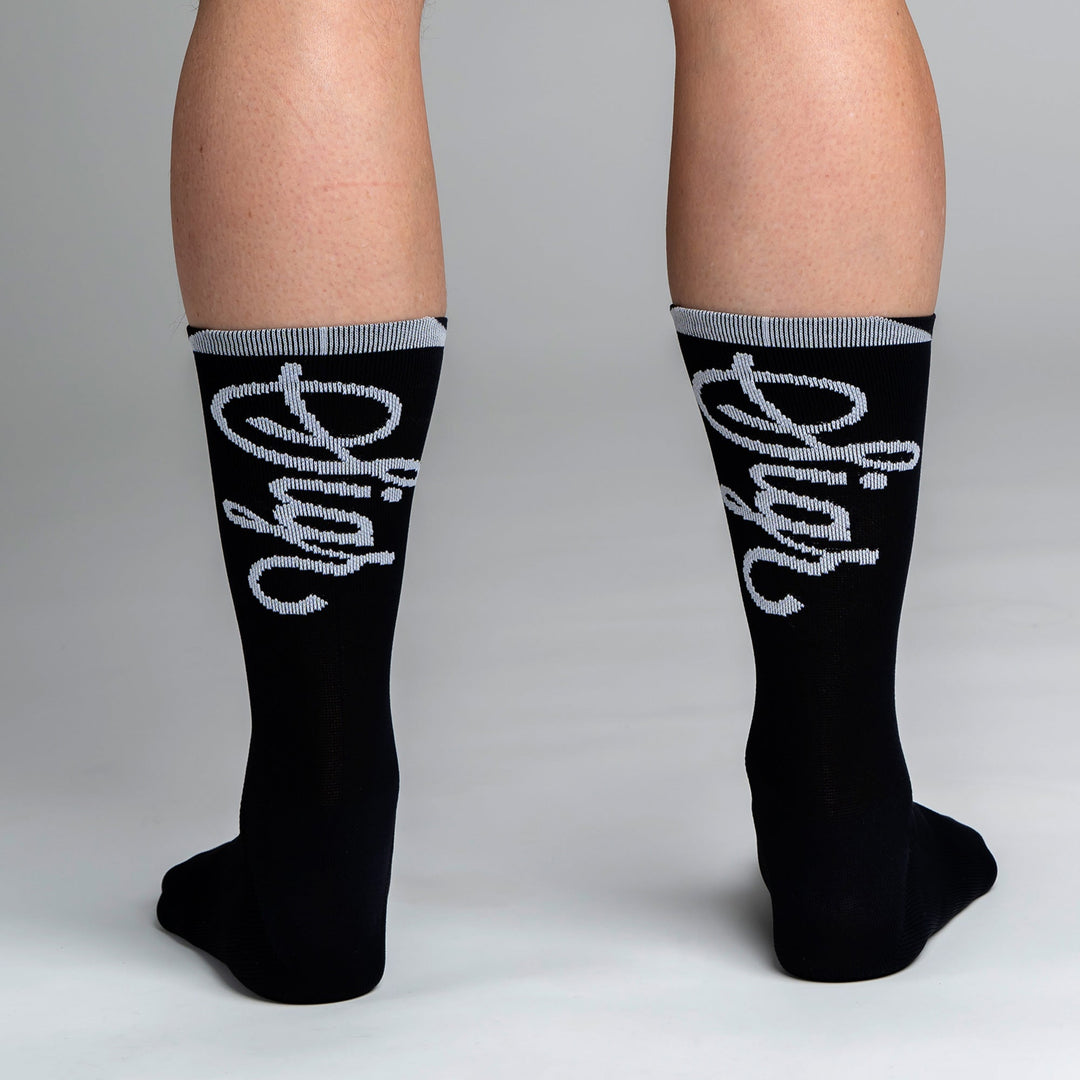 Snok Men's Larger Logo Black Cycling Socks by Sigr Cycling Clothing