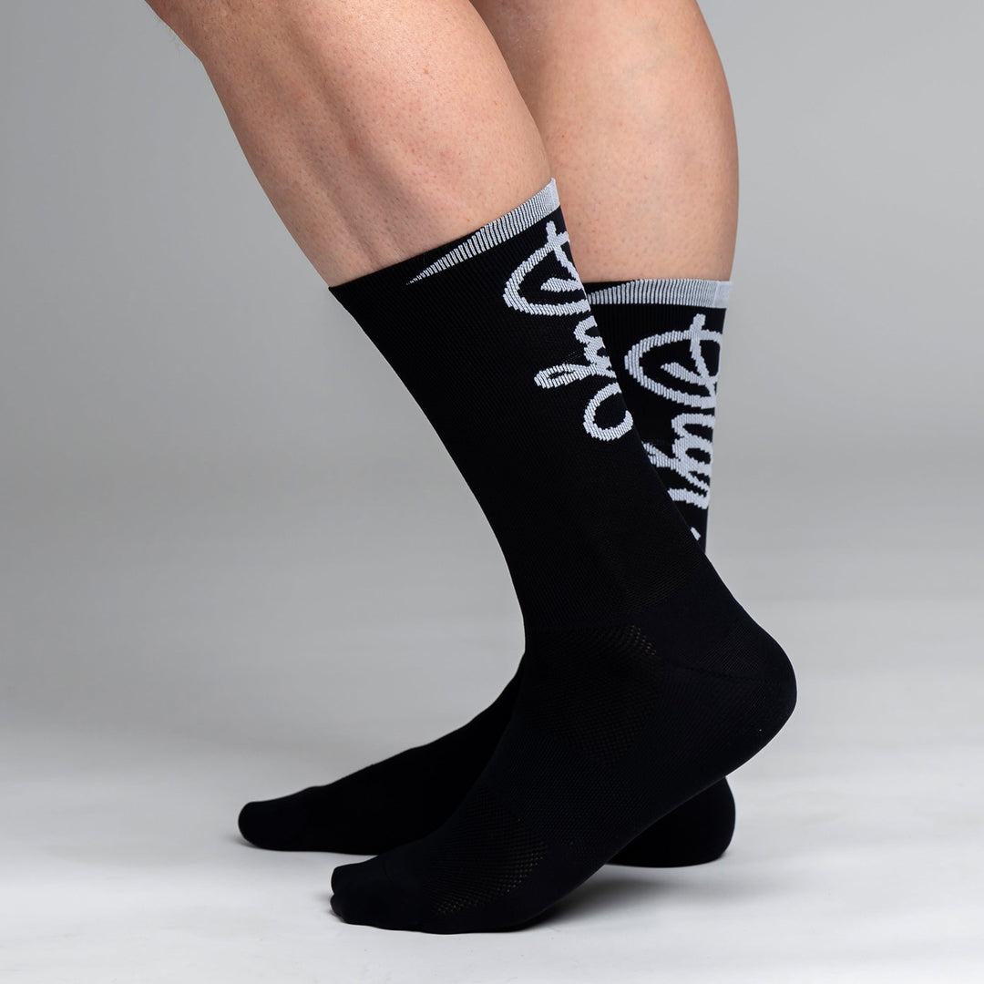 Snok Men's Larger Logo Black Cycling Socks by Sigr Cycling Clothing