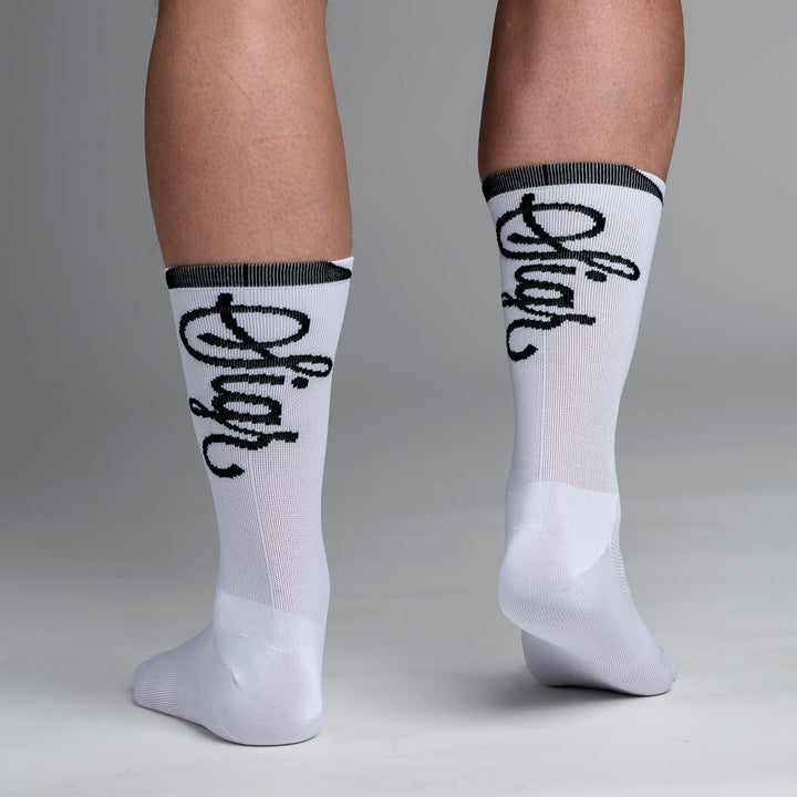 Snok Men's Larger Logo White Cycling Socks by Sigr Cycling Clothing