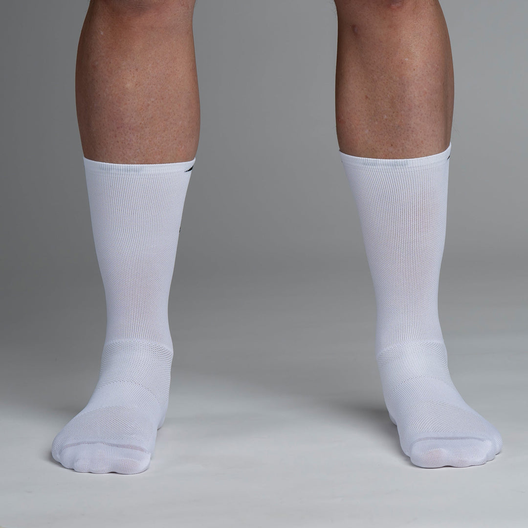 Snok Men's Larger Logo White Cycling Socks by Sigr Cycling Clothing