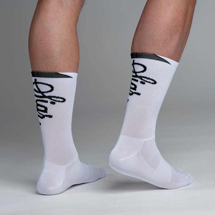 Snok Men's Larger Logo White Cycling Socks by Sigr Cycling Clothing