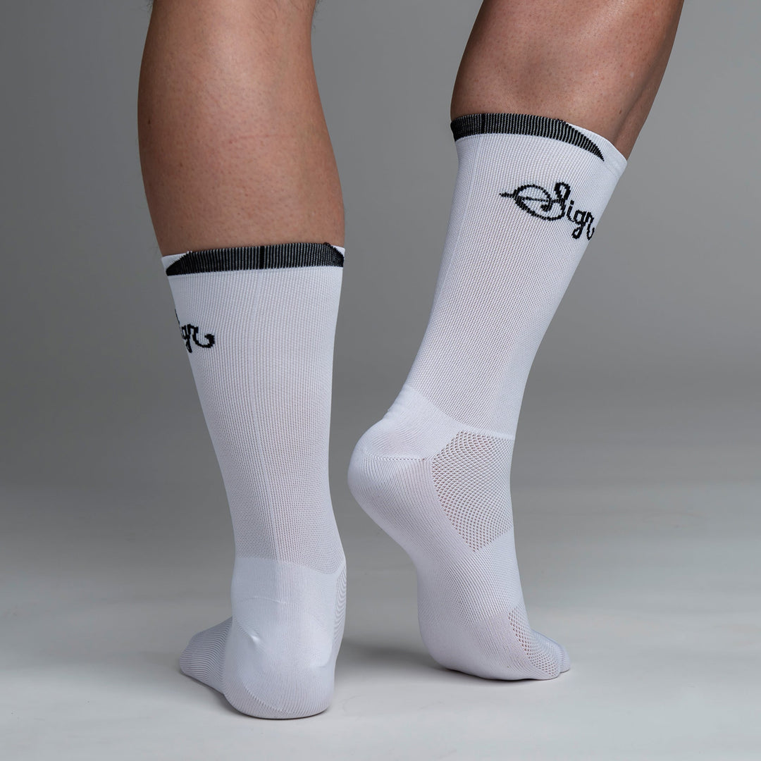 Snok Men's White Cycling Socks by Sigr Cycling Clothing