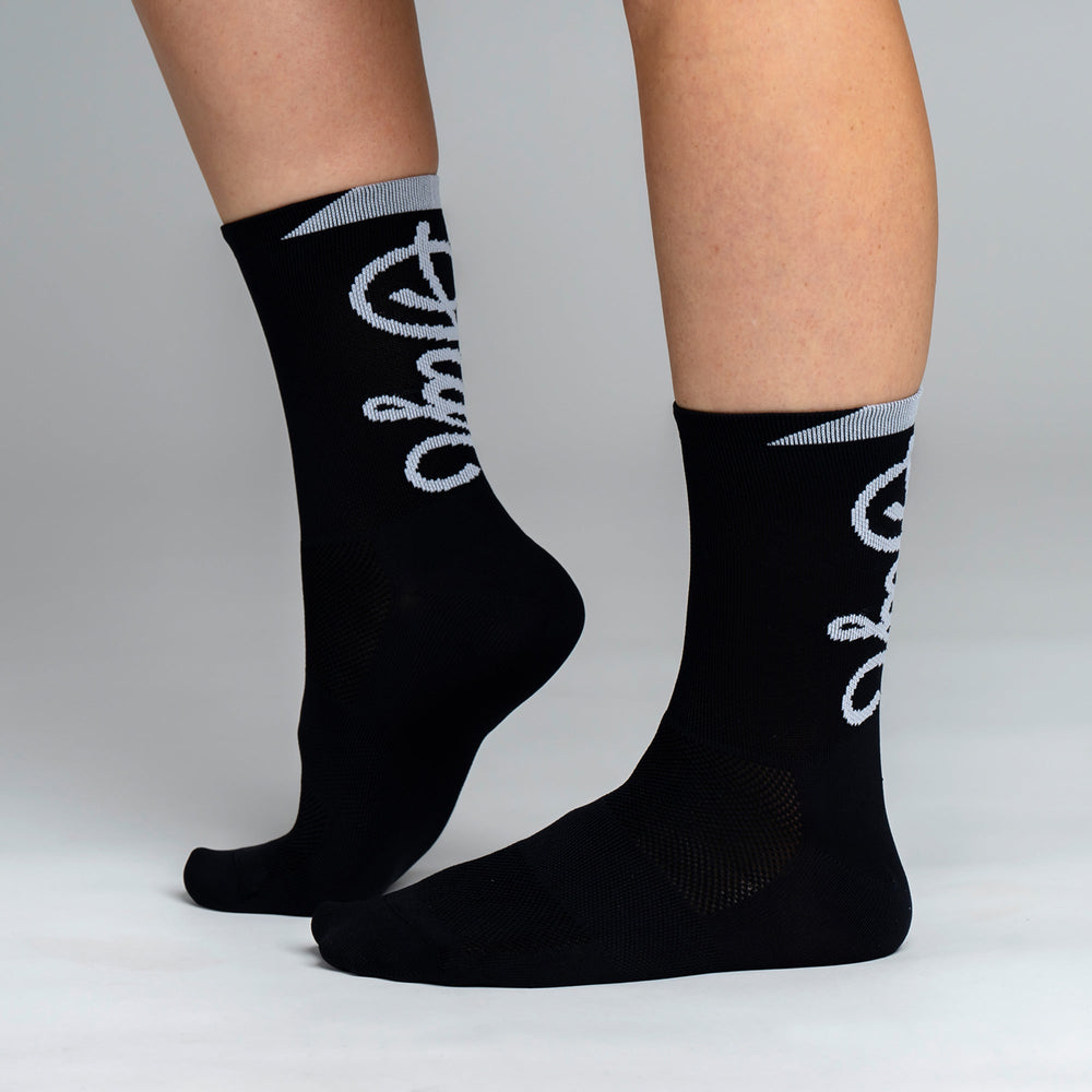 Snok Women's Larger Logo Black Cycling Socks by Sigr Cycling Clothing